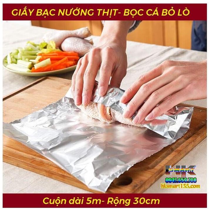 Giấy bạc nướng thực phẩm, màng nhôm nướng thịt, bảo quản thực phẩm, cá BBQ