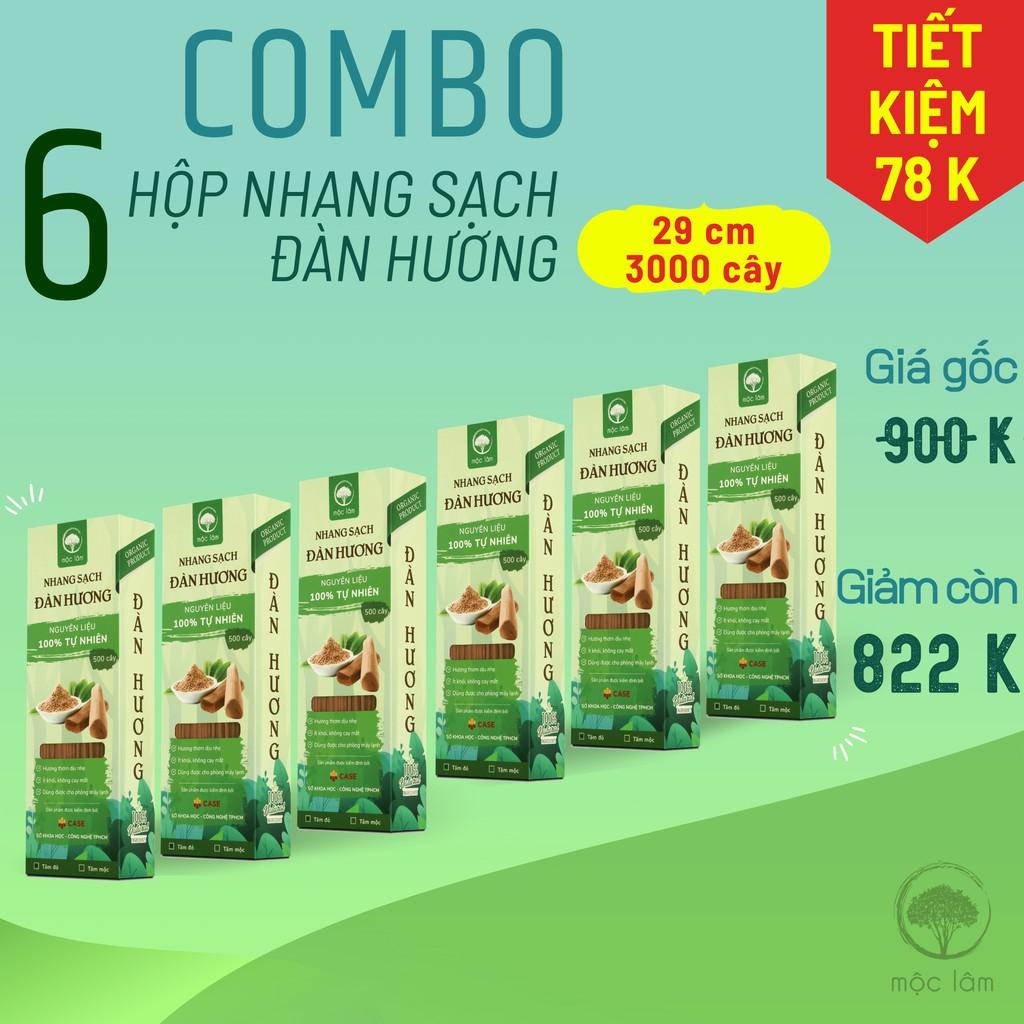 [COMBO 6HỘP] Nhang Sạch Đàn Hương 3000cây - 29cm - TIẾT KIỆM 78K - Nhang thiên nhiên MỘC LÂM