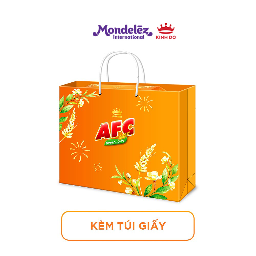 Bánh quy AFC vị lúa mì và vị caramel flan, hộp quà Tết 375g