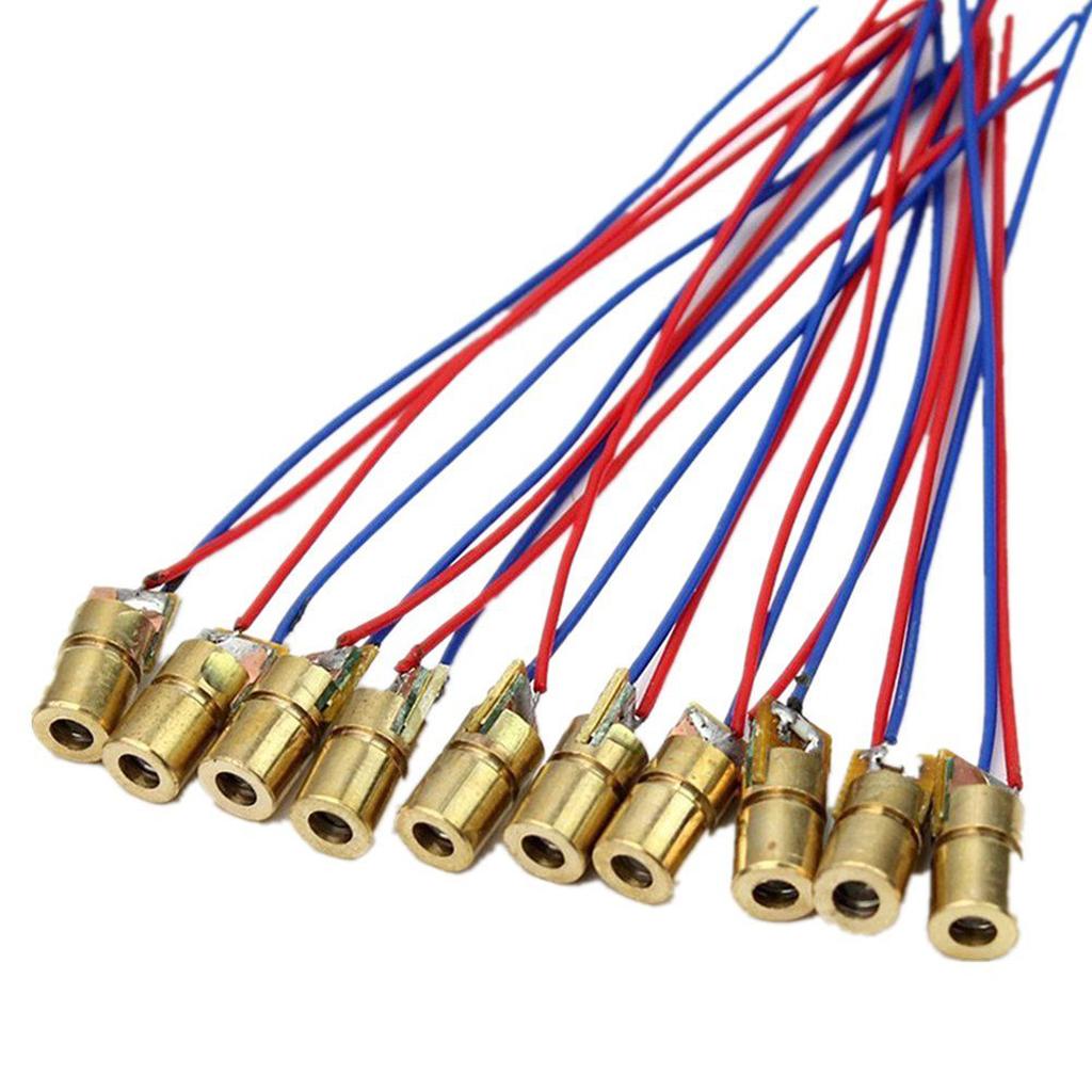 10 pieces 5V 650nm 6mm 5mW mini Laser Dot Diode Module Copper Head Red
