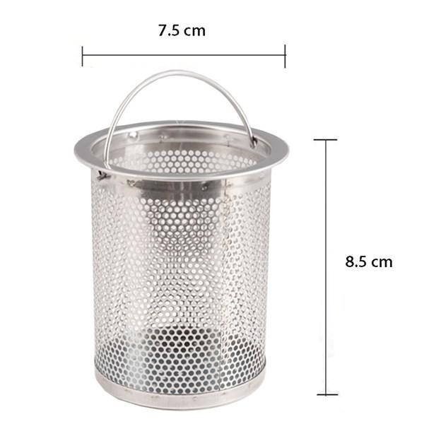 Giỏ Lọc Cặn Rác Bồn Rửa Chén Bát Bằng Inox Kèm Nắp Đậy Chặn Rác