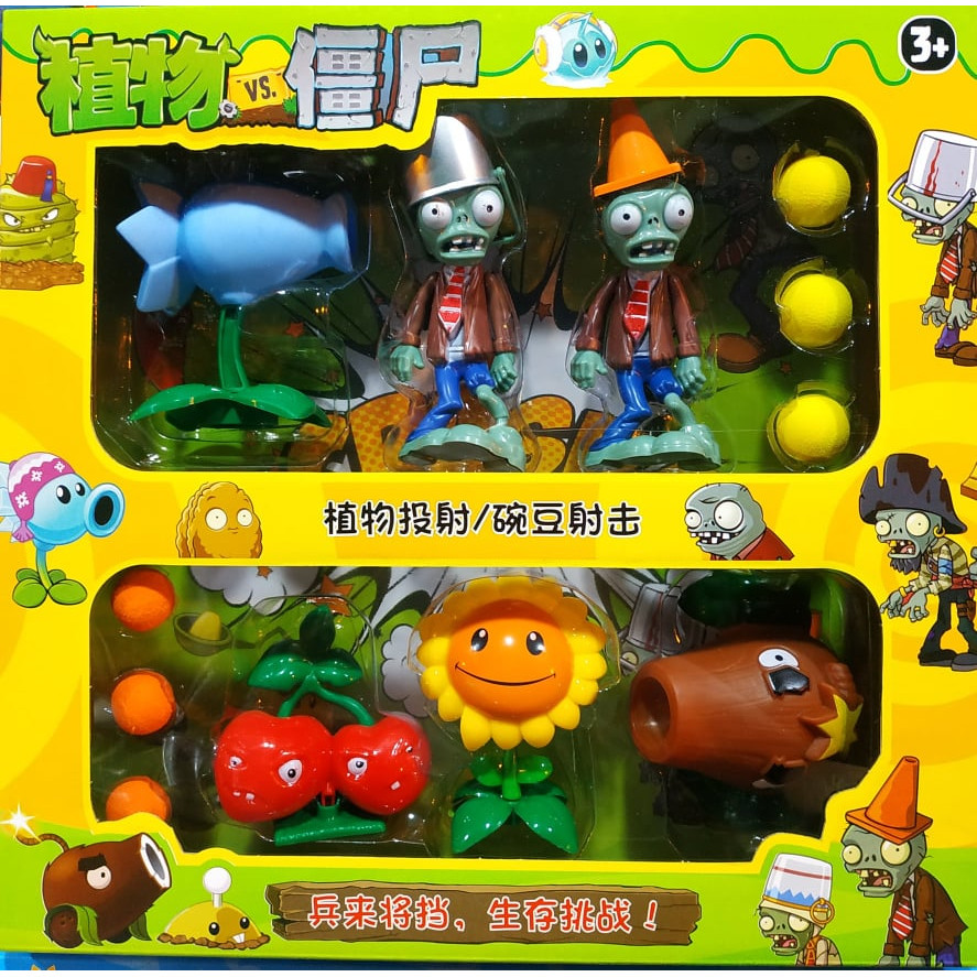 Bộ đồ chơi xếp hình zombie hoa quả nổi giận 6 bóng