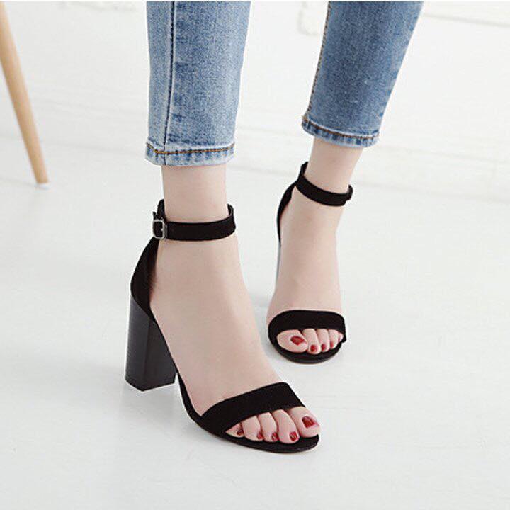 SANDAL Mã S1 cao gót 5 phân đế vuông màu đen ( HÀNG ĐẸP