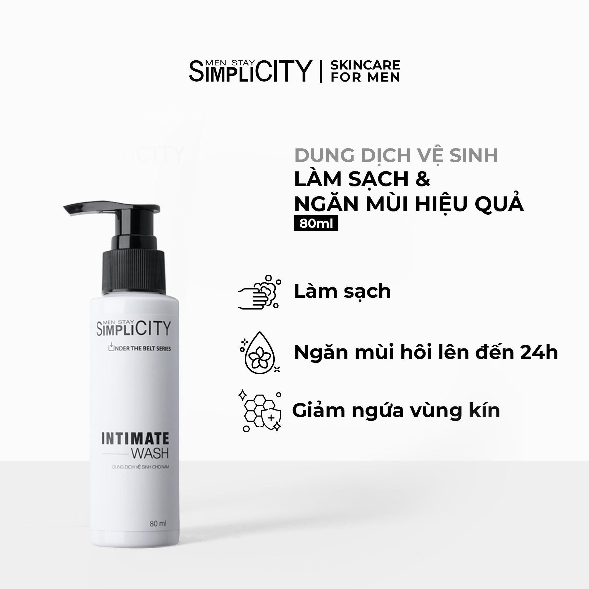 Bộ đôi tắm sạch toàn thân nhỏ gọn, tiện lợi, dễ mang theo: Sữa tắm tinh dầu cao cấp 100ml và Dung dịch vệ sinh nam 80ml làm sạch & ngăn mùi Men Stay Simplicity