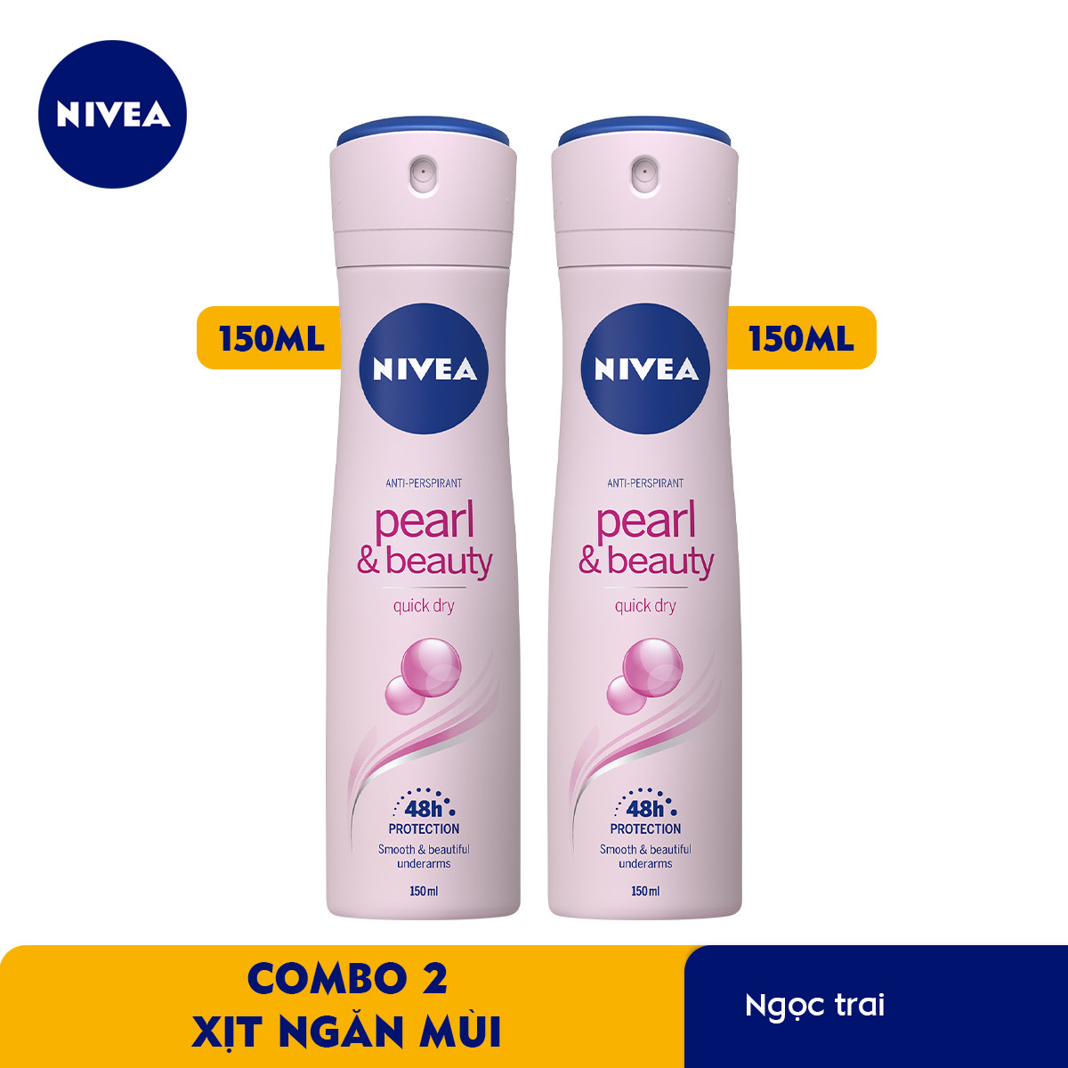 Combo 2 Xịt Ngăn Mùi NIVEA Pearl &amp; Beauty Ngọc Trai Quyến Rũ 150ml - 83731