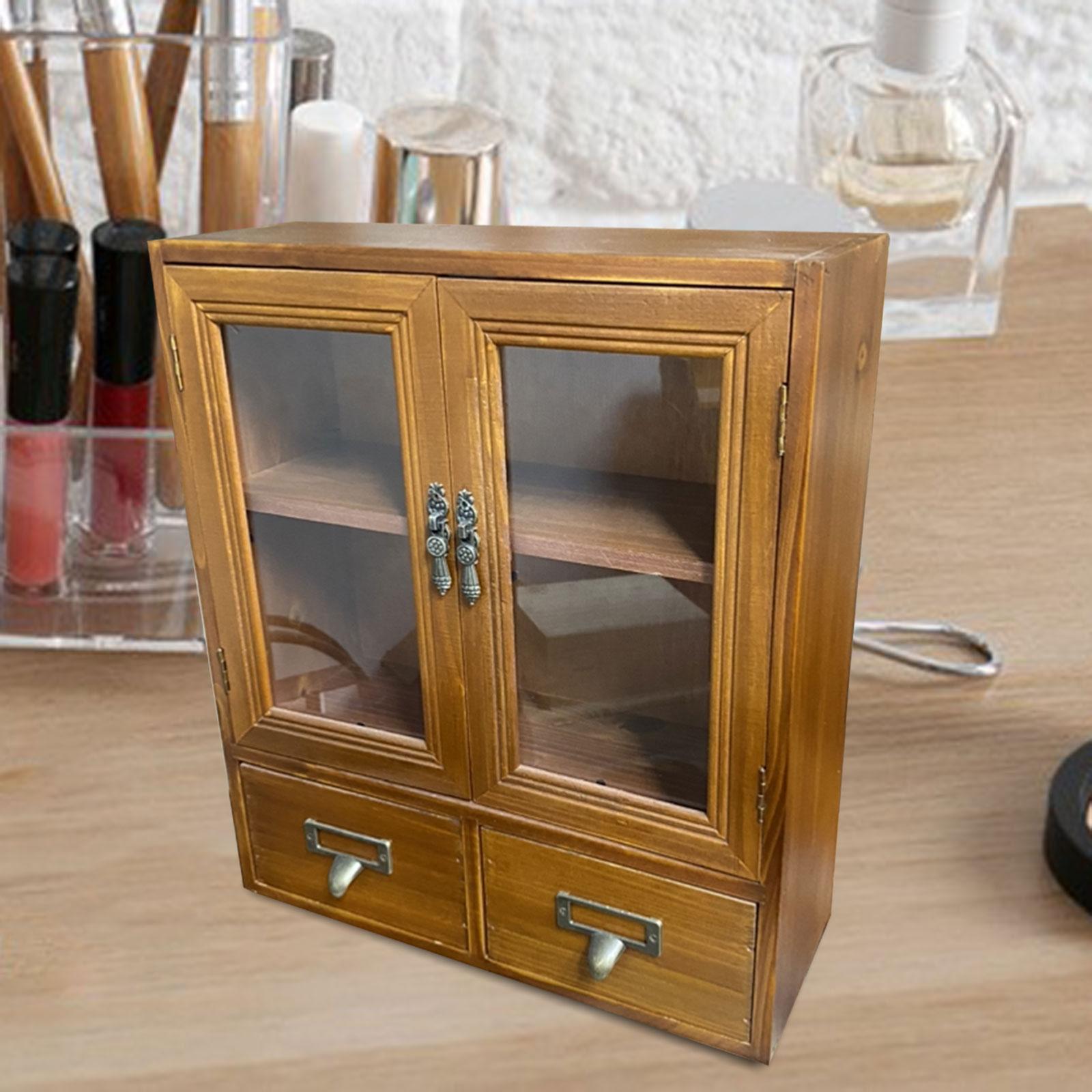 Retro Storage Cabinet Mini Desktop Container for Kitchen Dresser Living Room