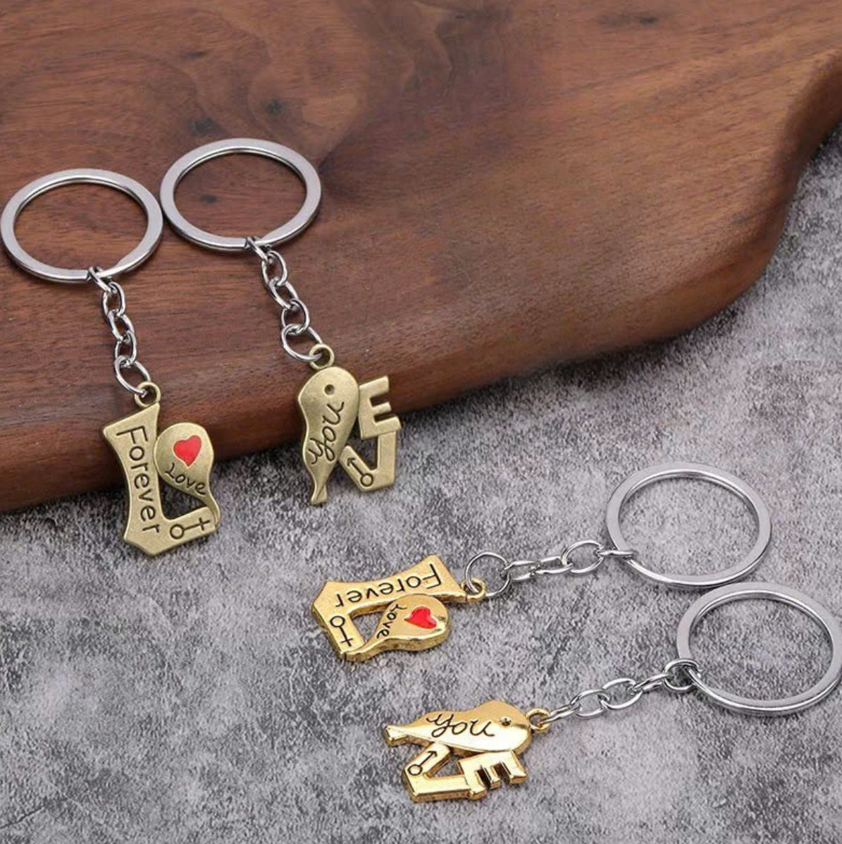 Móc Khóa Tình Nhân Chữ Love, Dành cho cặp đôi, Hình Trái tim tình yêu, Gắn Chìa khóa, Lãng mạn