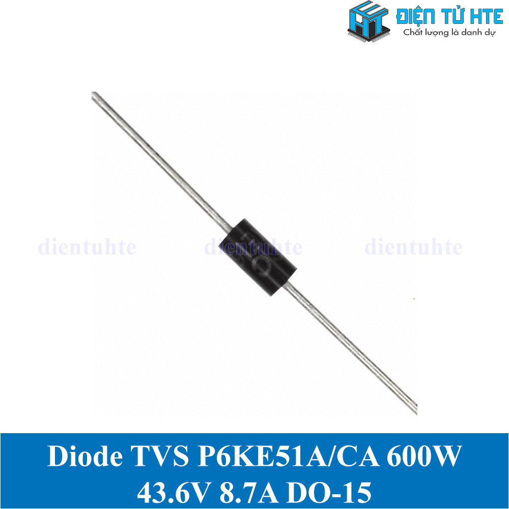 Bộ 5 Diode TVS 600W VR 43.6V 8.7A P6KE51CA P6KE51A - chân cắm DO-15
