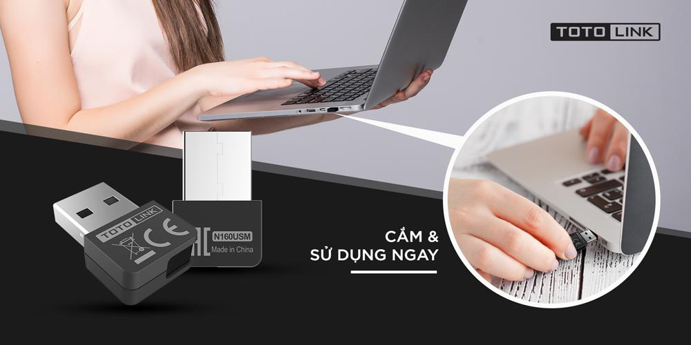 USB WiFi Totolink N160USM chuẩn N tốc độ 150Mbps - Hàng chính hãng DGW phân phối