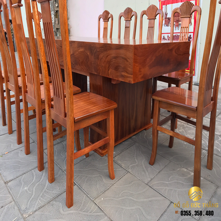 Bàn 10 ghế gỗ hương xám nam phi
