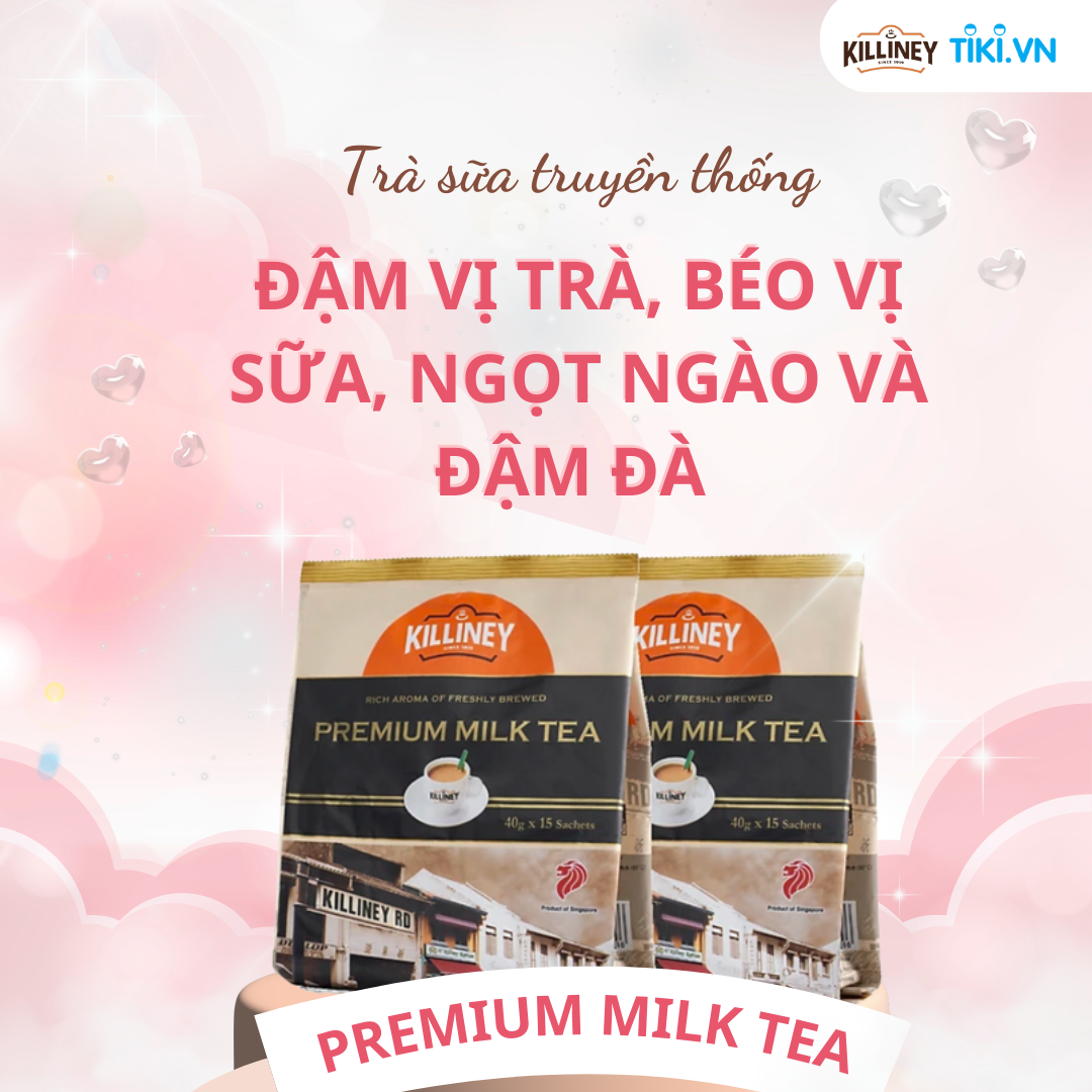 Túi 15 Gói Trà Sữa Hòa Tan Truyền Thống Cao Cấp Killiney Premium Milk Tea (15 gói x 40g)