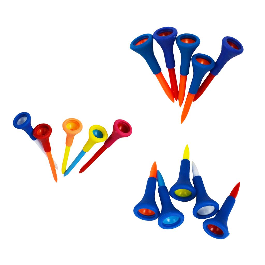 20x Durable Soft Rubber Cushion Top Golf Tees Random Color Short+Medium