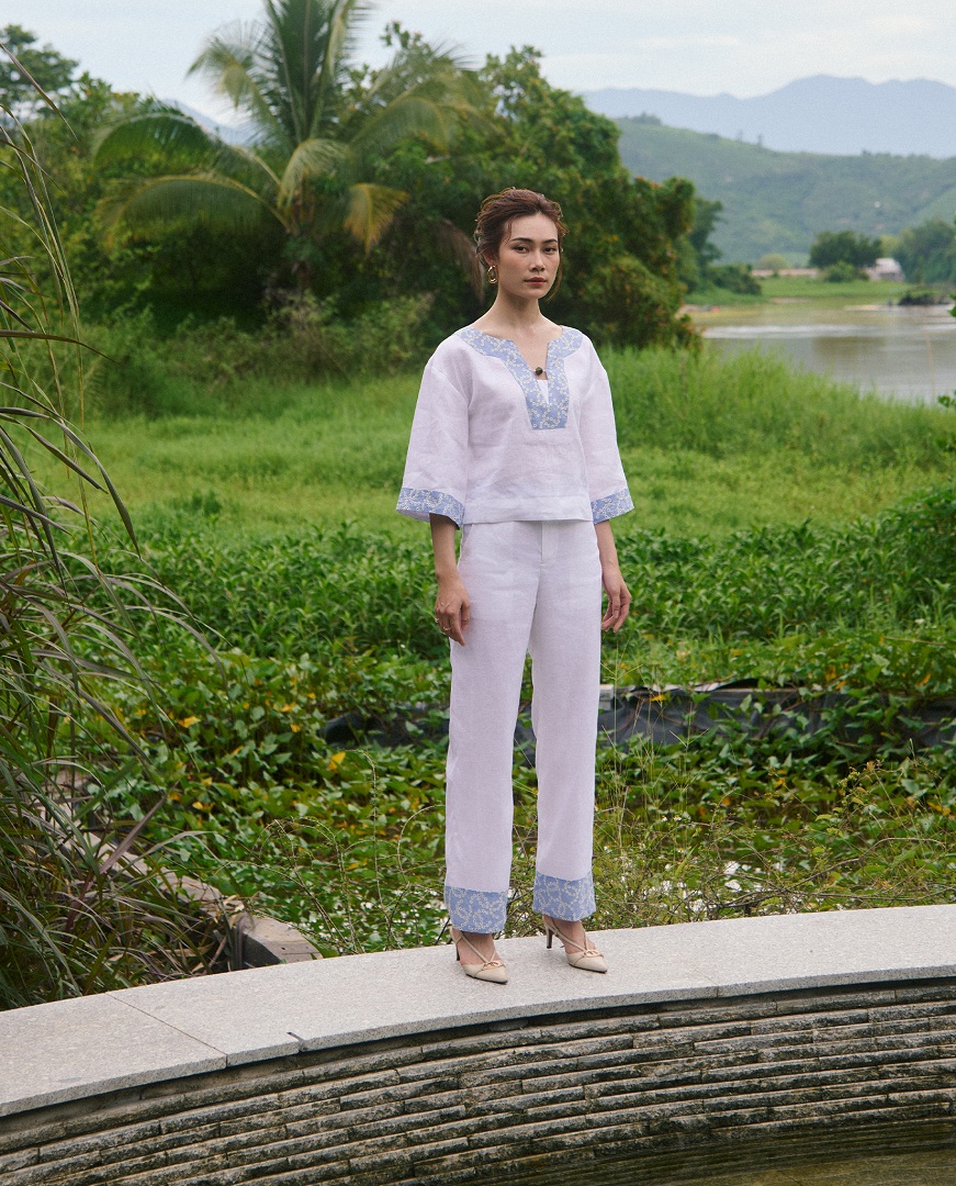 Áo Linen Thêu Thảo TOP233 thời trang thiết kế Hity