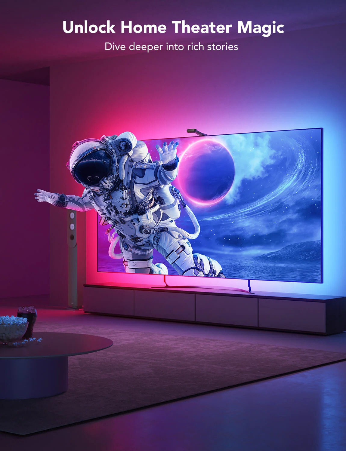 Dây đèn LED trang trí TV Govee Envisual TV Backlight T2 cho Tivi 75-85&quot; H605C | Led thông minh cho rạp phim tại nhà