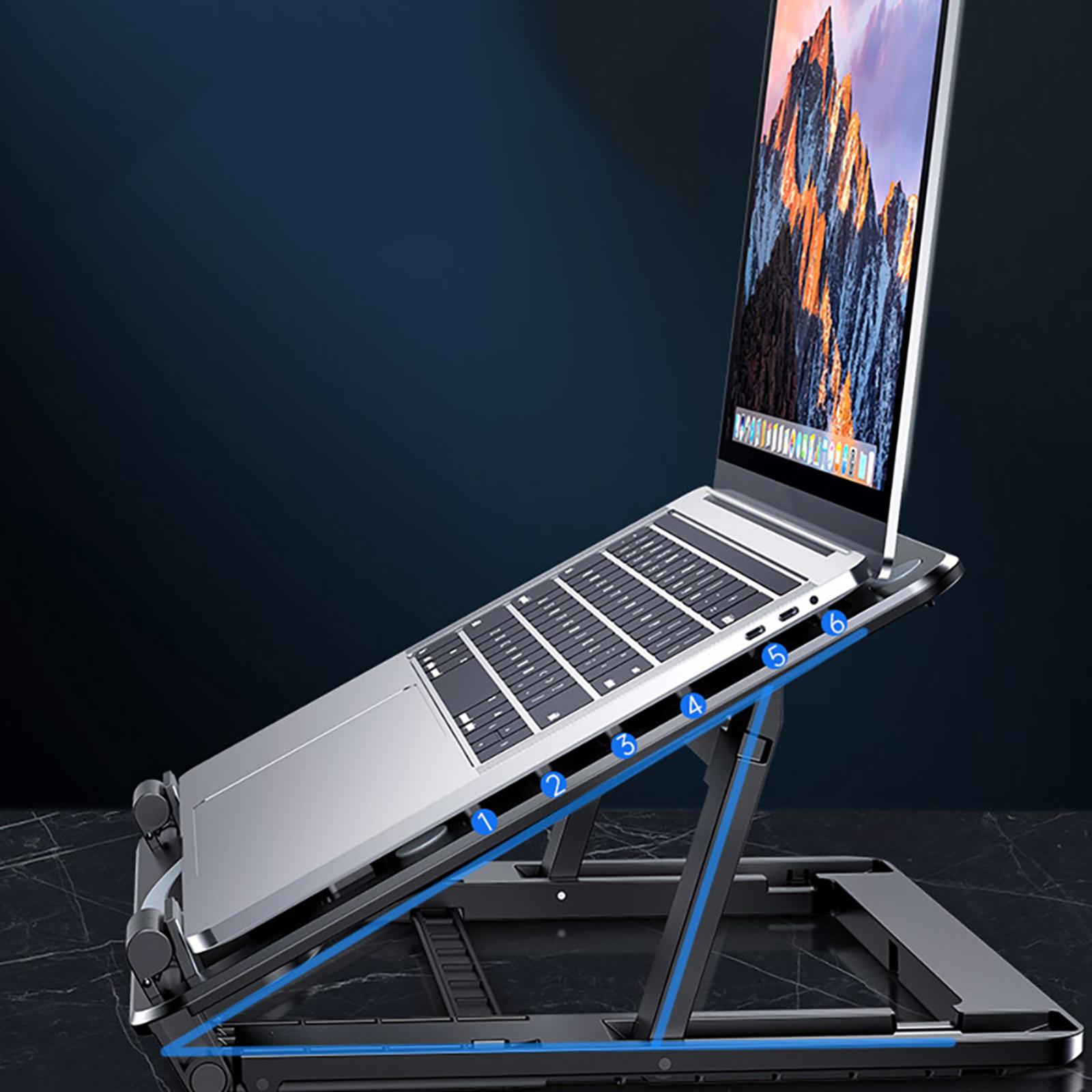 Support Laptop Cooling Pad with 2 Quiet Fans 6 Height Adjustable Foldable Slim Light-Weight Cooler Stand for Notebook Mobile Phones Book