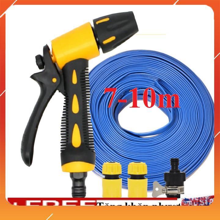 Bộ dây vòi xịt bơm nước tưới rửa , tăng áp 3 lần, loại 7m, 10m 206319 cút sập,nối đen+ khăn phượt