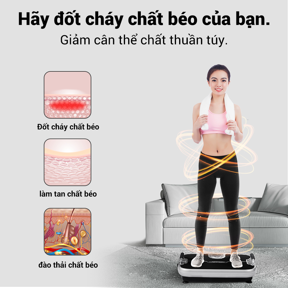 OneTwoFit Máy tập thể thao rung，máy đốt mỡ bụng, Máy rung toàn thân, Máy giảm vòng eo, Máy giảm cân nghe nhạc Bluetooth OT295 Máy tập thể dục rung