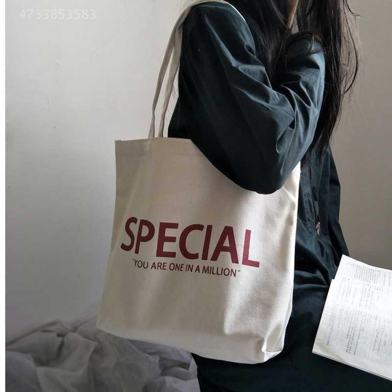 Túi tote vải canvas special có khóa - Túi tote ulzzang - Túi đeo vai in chữ basic