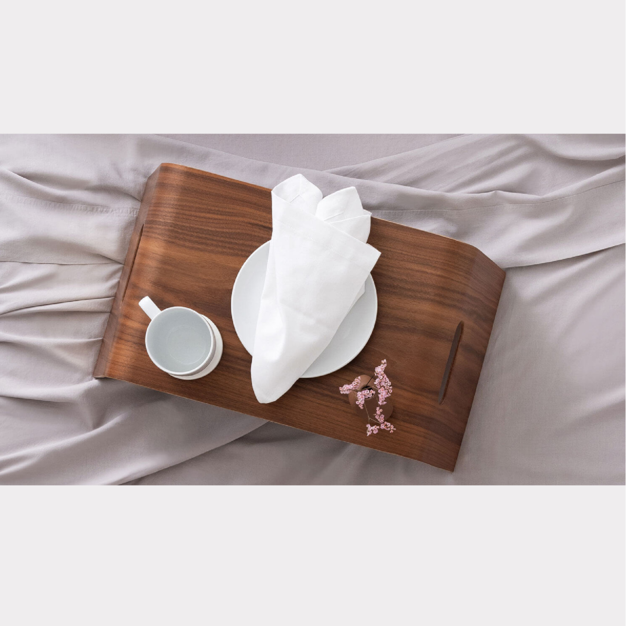 Bàn đa năng gỗ uốn cong ToMa Bed Tray - Veneer Màu Walnut