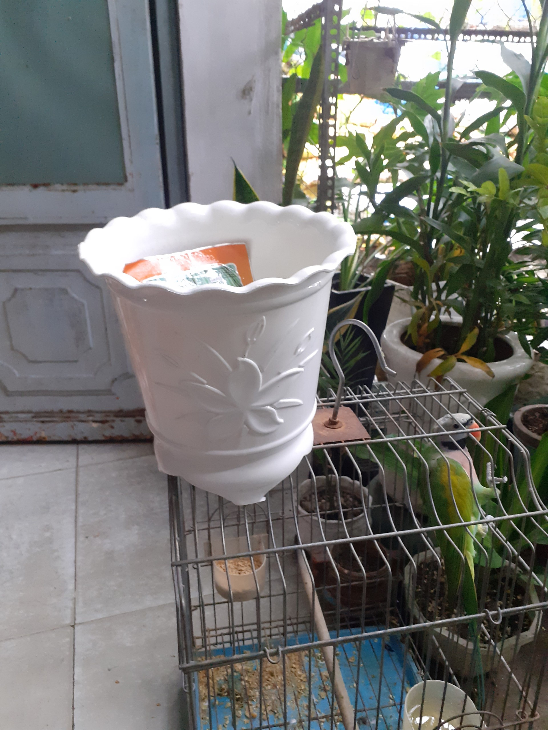 1 cái Chậu nhựa Cao Tròn Bốn chân trồng cây.