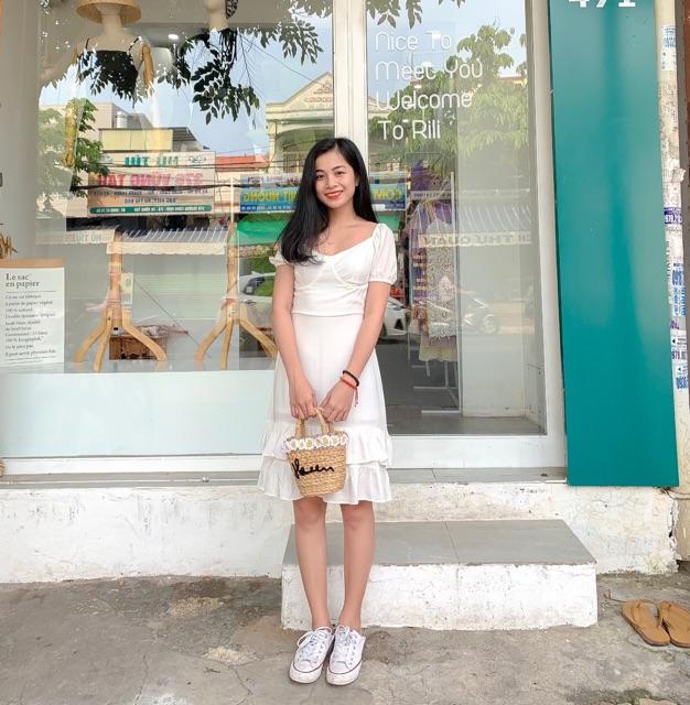 Đầm viền bèo tầng 2 lớp