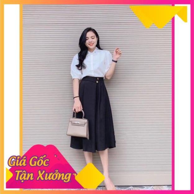 CHÂN VÁY XOÈ 2 CÚC MIDI CHẤT TUYẾT MƯA ĐỨNG FROM KHÔNG XÙ LÔNG THỜI TRANG BANAMO FASHION CHÂN VÁY XÒE 2 CÚC MIDI 534