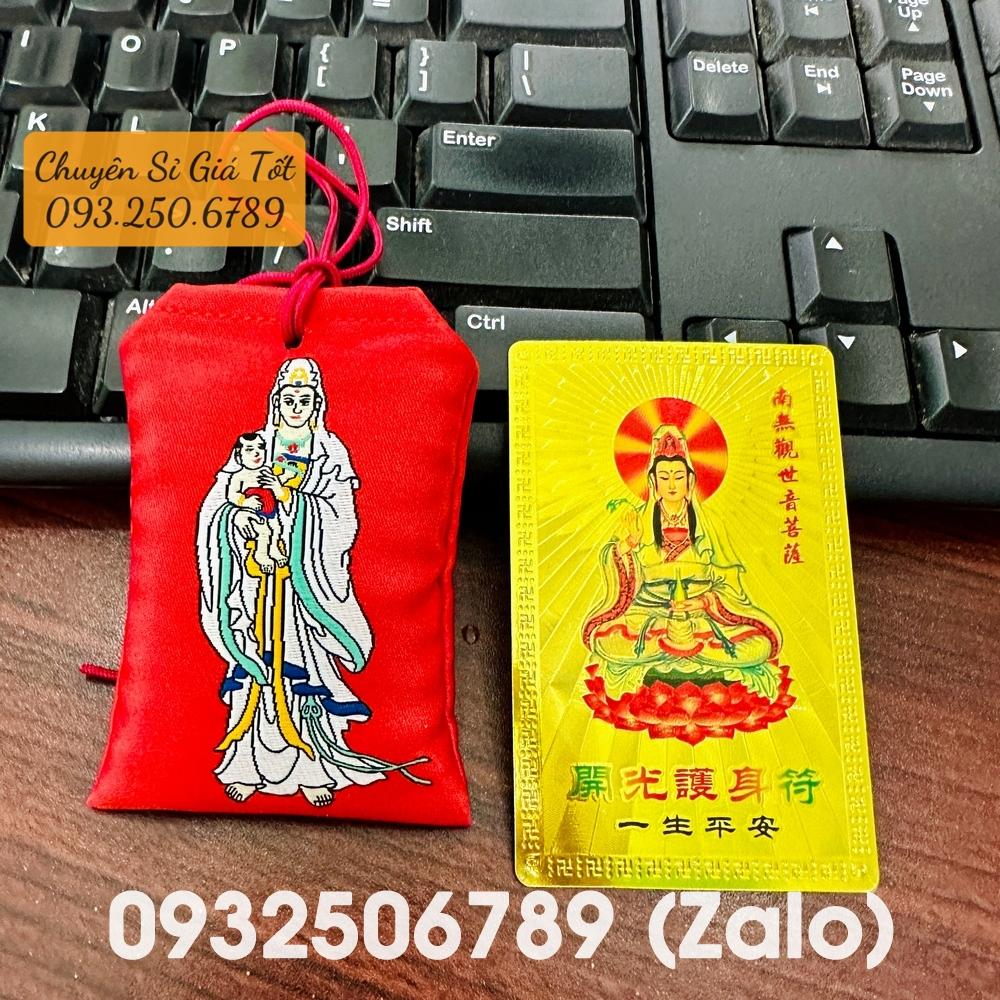 [Chiêu Tài Lộc ]COMBO Bình An : TÚI QUAN ÂM + KIM BÀI QUAN THẾ ÂM BỒ TÁT cầu bình an- May Mắn Vượng Tài- Đã Khai Quang