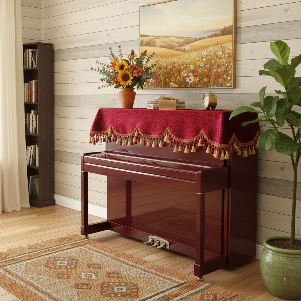 Khăn phủ đàn piano cơ đàn piano điện tử 88 phím sang trọng cổ điển trang trí giáng sinh noel năm mới Tết