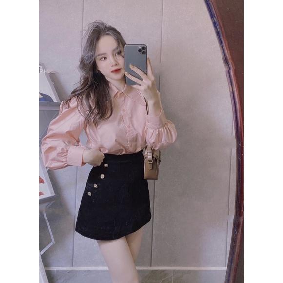 Áo sơ mi cổ sơ mi dáng suông đuôi tôm hottrend cho nữ