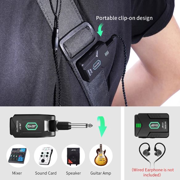 JOYO JW-06 JW-07 Digital Wireless Transmitter&amp; Receiver- Bộ Thu Phát Tín Hiệu Không Dấy Cho Thu Âm Biểu Diễn Nhạc Cụ- Hàng Chính Hãng