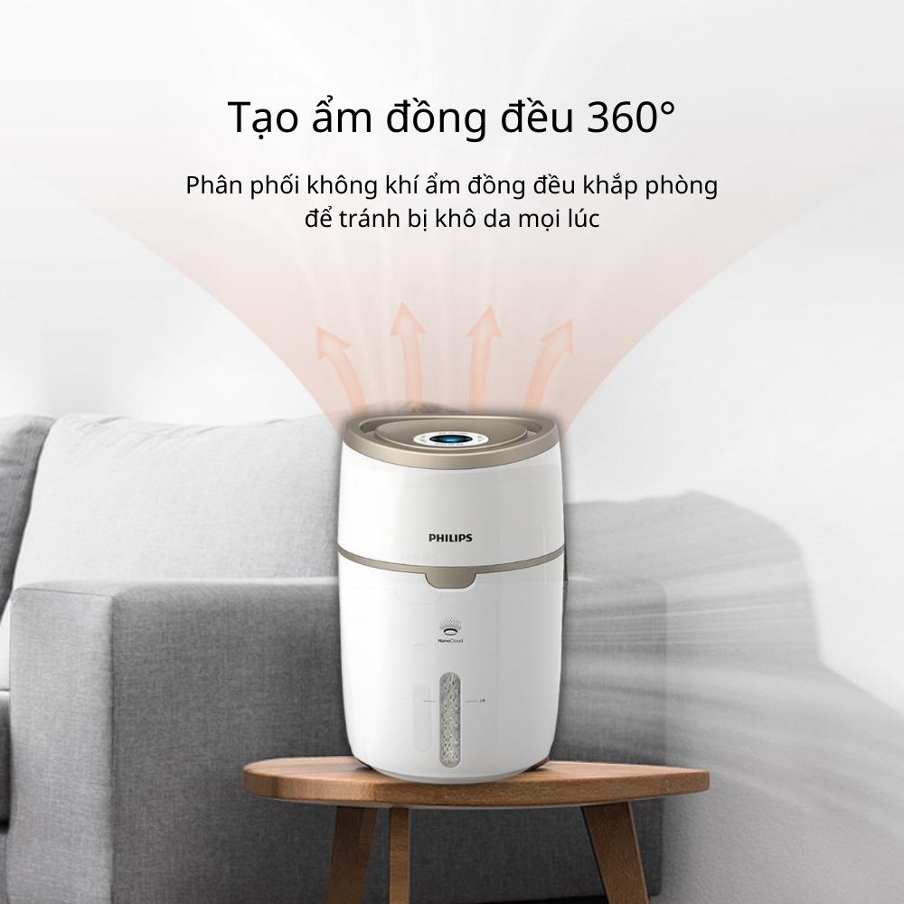 Máy tạo độ ẩm Philips HU4816 Tạo ẩm hiệu quả cho không gian lên đến 44m2 với 3 chế độ cài đặt độ ẩm - Hàng nhập khẩu