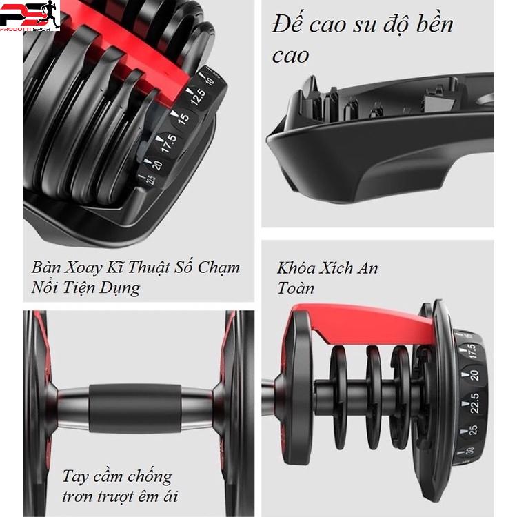 Tạ tay Dumbell 24kg điều chỉnh khóa số tự động,đa năng tạ đơn Cao Cấp (có khay đựng)