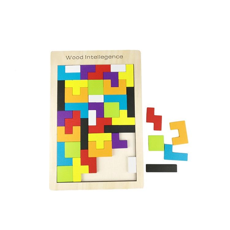 Đồ chơi xếp gạch tetris xếp hình gỗ puzzle - Đồ chơi gỗ thông minh cho bé