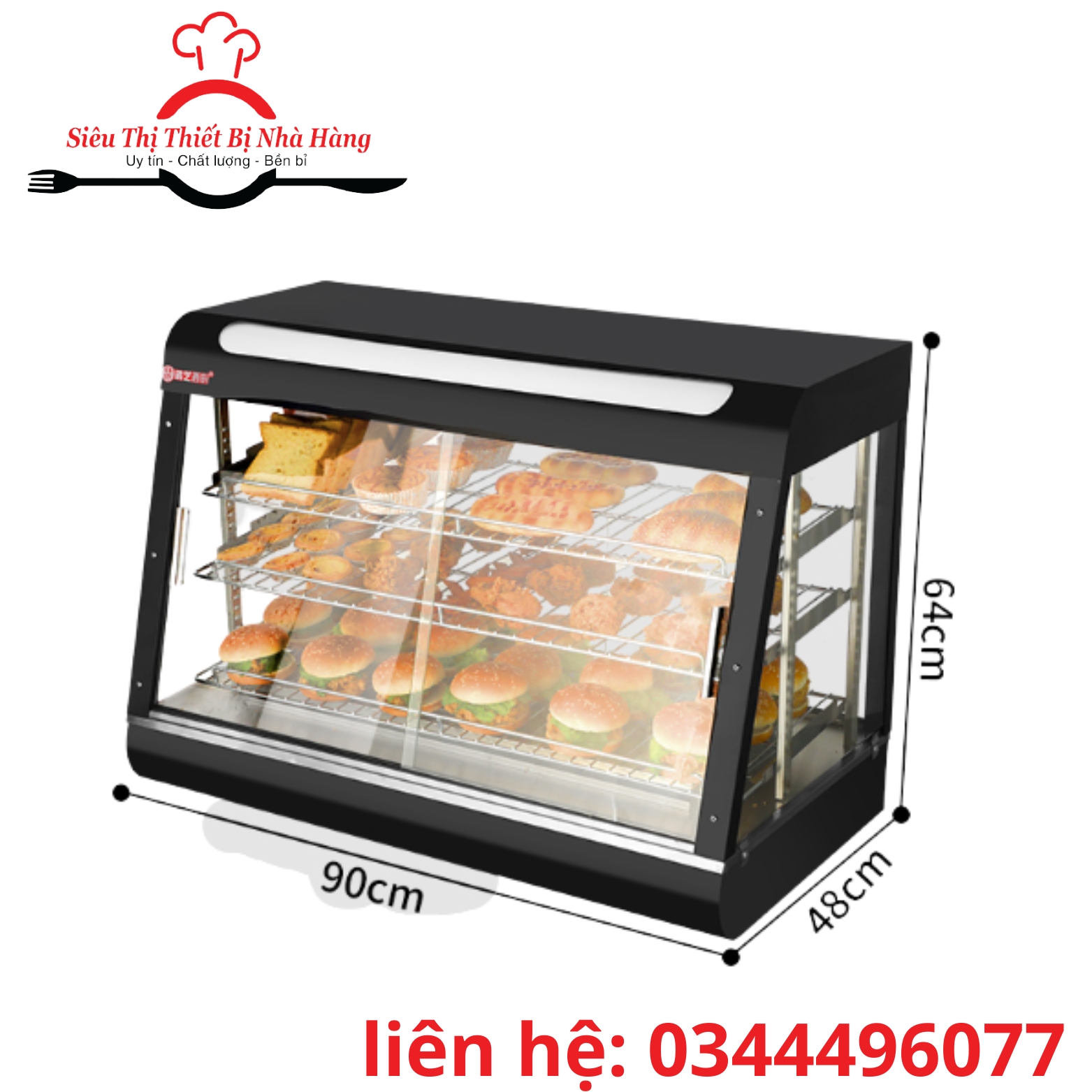 Tủ giữ nóng thực phẩm chiên rán kính vuông , tủ giữ nóng gà rán KFC- khoai tây chiên cao cấp .