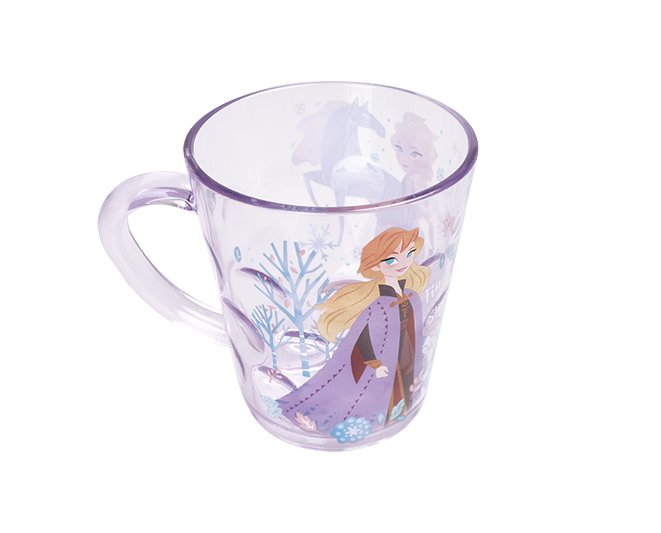 Ly quai cầm tay trong suốt hình công chúa Anna Elsa hoạt hình màu tím siêu cute cho bé gái 260ml - 58VNDP2492