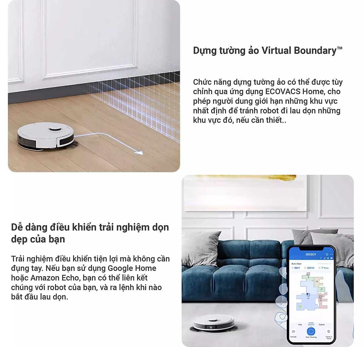 Robot hút bụi lau nhà thông minh Ecovacs N8 Pro Plus Bản Quốc Tế - Tích Hợp Dock Sạc Tự Động Hút Rác, Lưc Hút 2600PA, Bản Đồ Lasez TrueMapping Chính Xác Hơn Công Nghệ TrueDetect3D - Hàng Chính Hãng