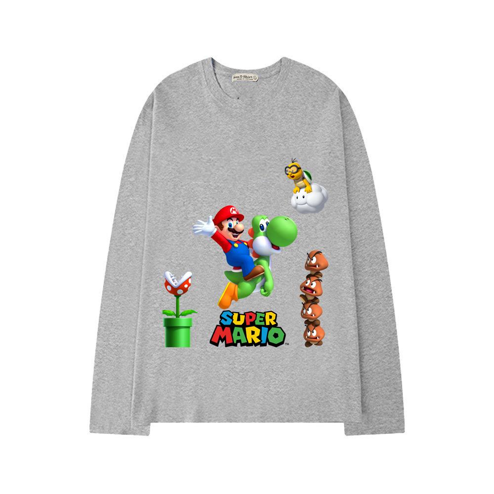 Áo thun tay dài form rộng unisex freesize nam nữ in hình Super Mario game hái nấm BND31