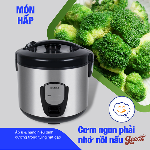 Nồi Cơm Điện 3D Cao Cấp Osaka RC-318P Dung tích 1.8 Lít - Hàng Chính Hãng