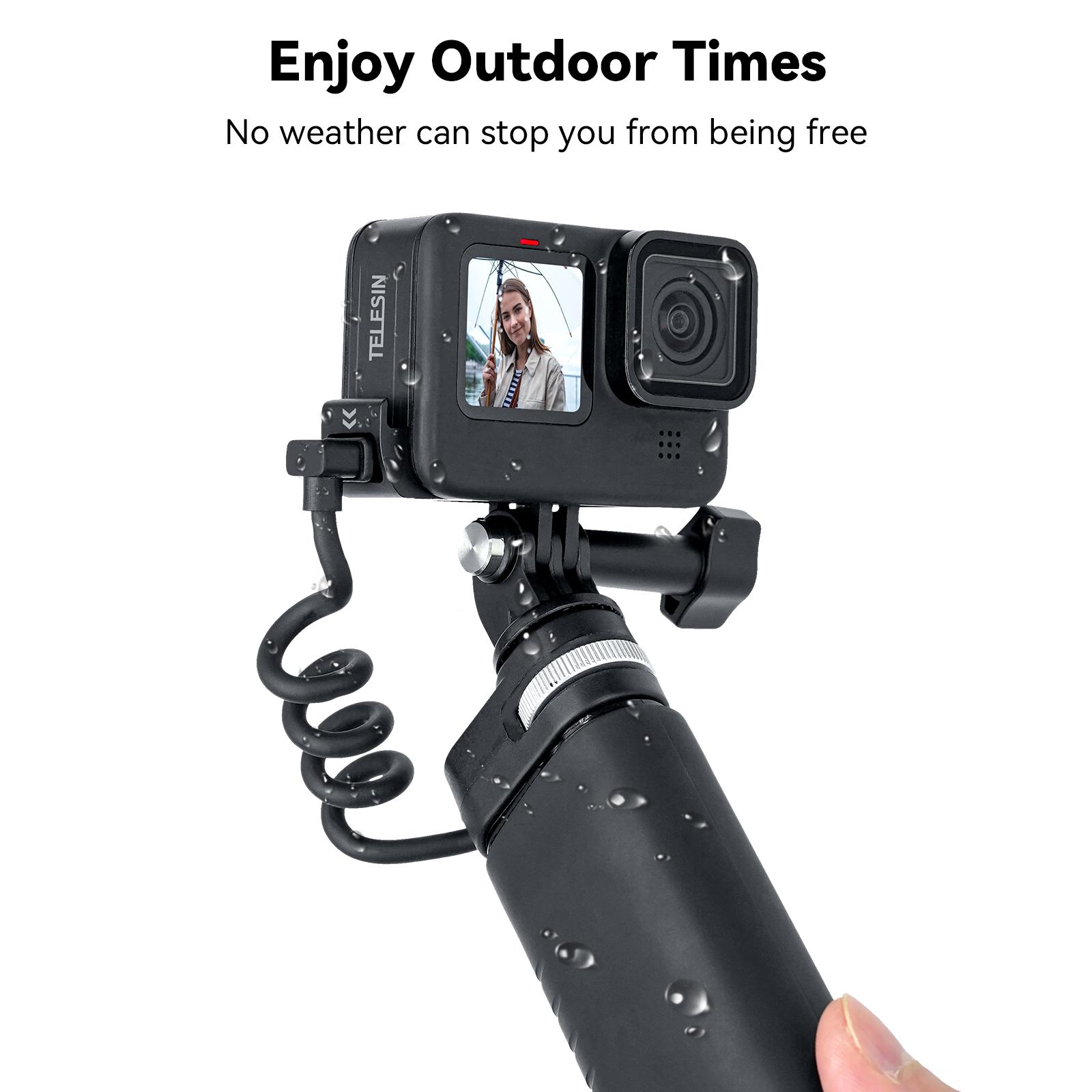 TELESIN Cho GoPro 11 10 9 Màu Đen Chống Nước Nắp Bên Có Thể Tháo Rời Dễ Dàng Nắp Sạc Type-C Cổng Cho GoPro Her Nhựa Chống Mưa