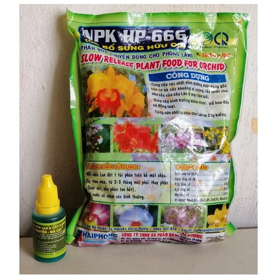 COMBO Phân bón chuyên dùng cho lan NPK-HK 666 (30 gói X 20g) + CHẾ PHẨM HÙNG NGUYỄN 20ML