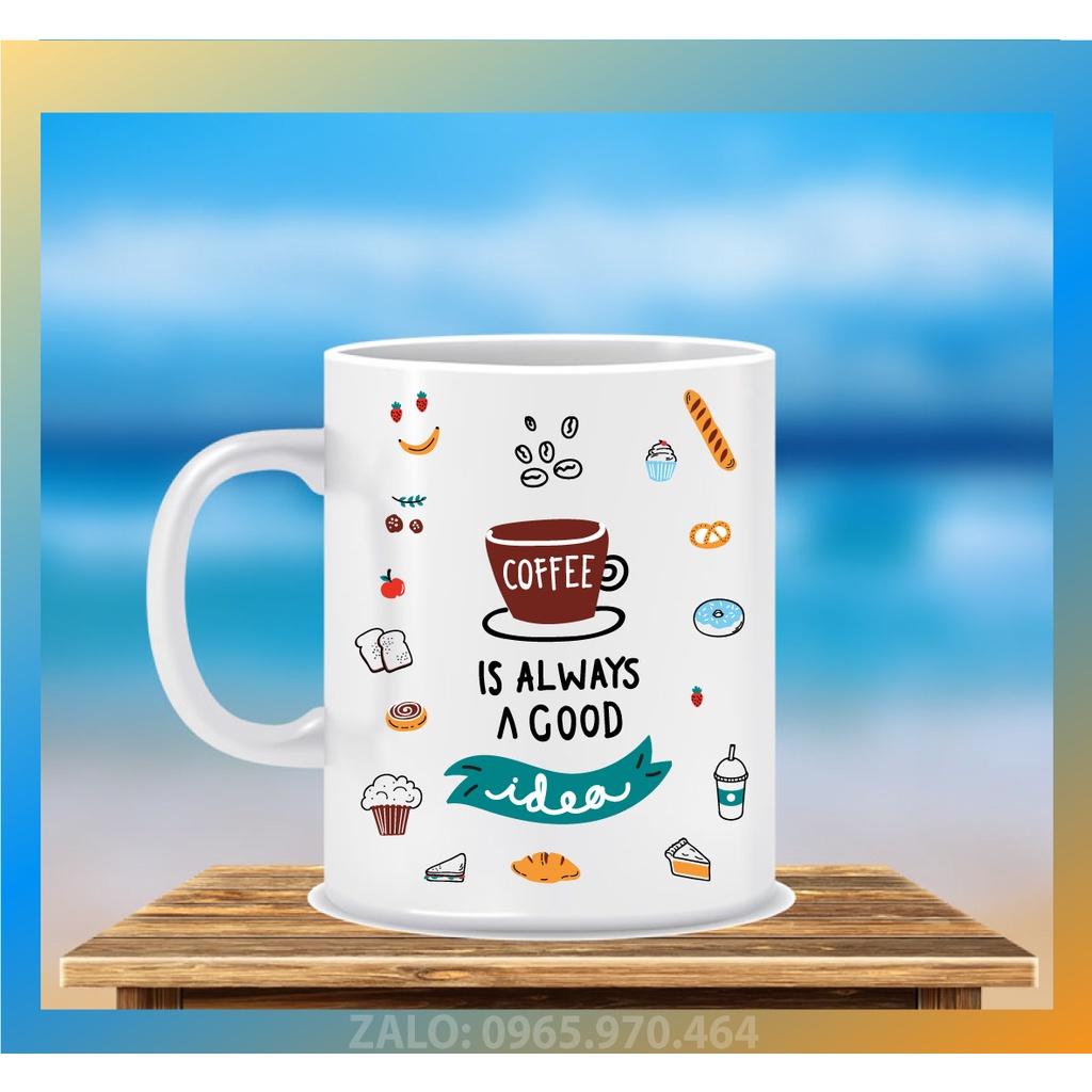 LY SỨ IN HỌA TIẾT ICON ĐỒ ĂN ĐỒ UỐNG ĐẸP - IN HÌNH THEO YÊU CẦU - HÌNH CÁ NHÂN, LỚP HỌC, CÔNG TY