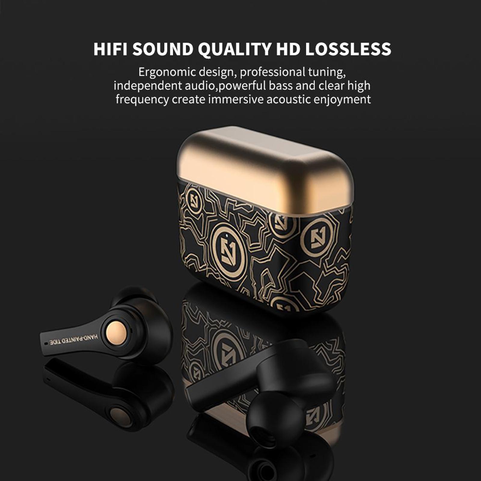 Hifi TS-100 True Wireless Earbuds Bluetooth 5.0 Touch Control with Charging Case IPX5 Sweat Proof Waterproof TWS Stereo in-Ear Built-in Mic Headset