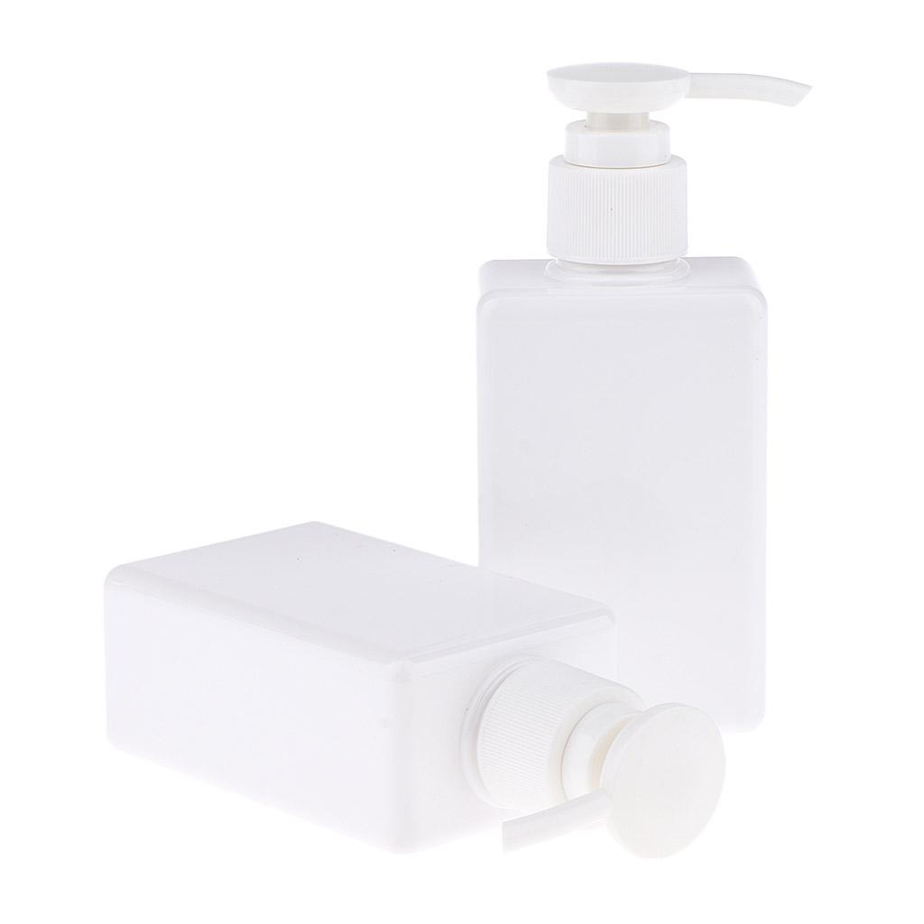 4Pcs Square Plastic Pump Bottle Shampoo Lotion Makeup Container Refillable