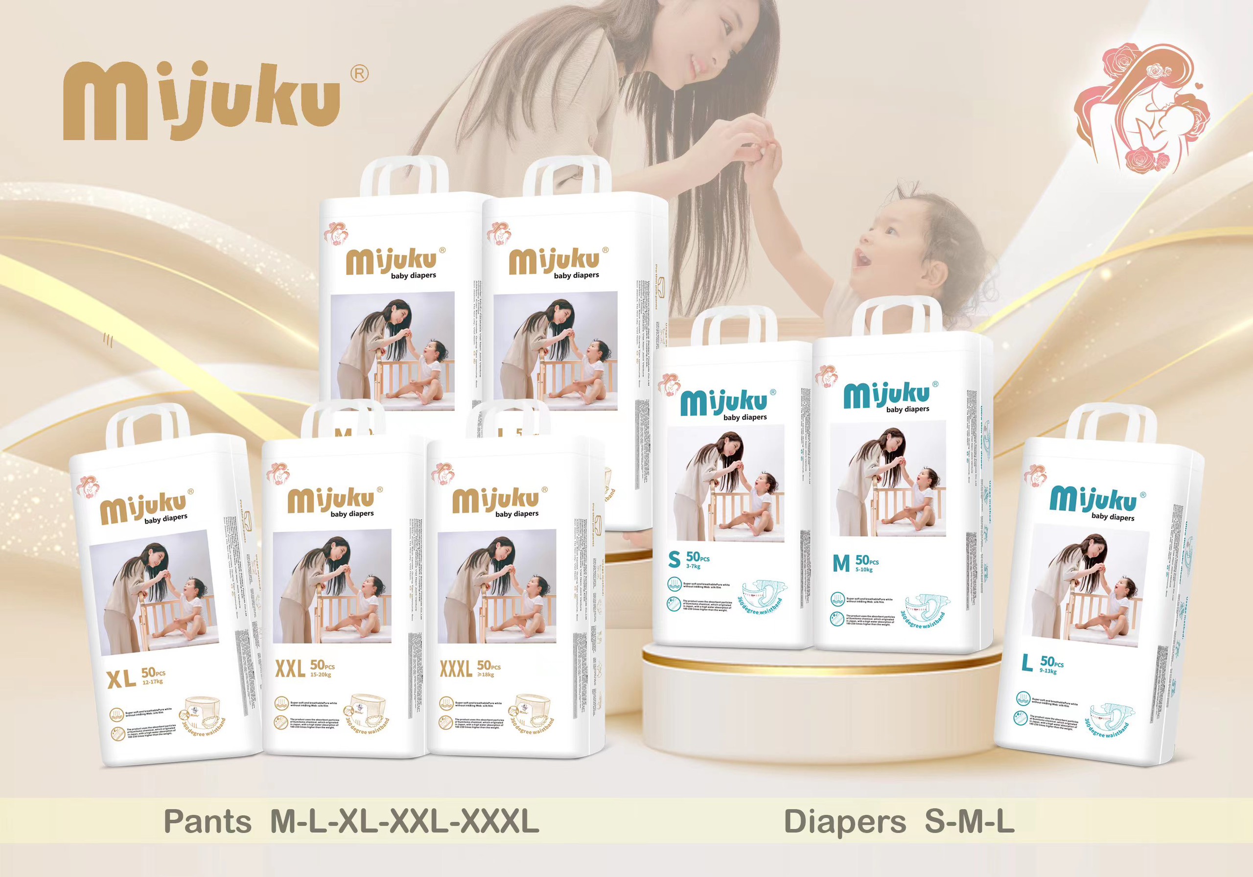 Tã quần Mijuku bịch 50 miếng size 5XL