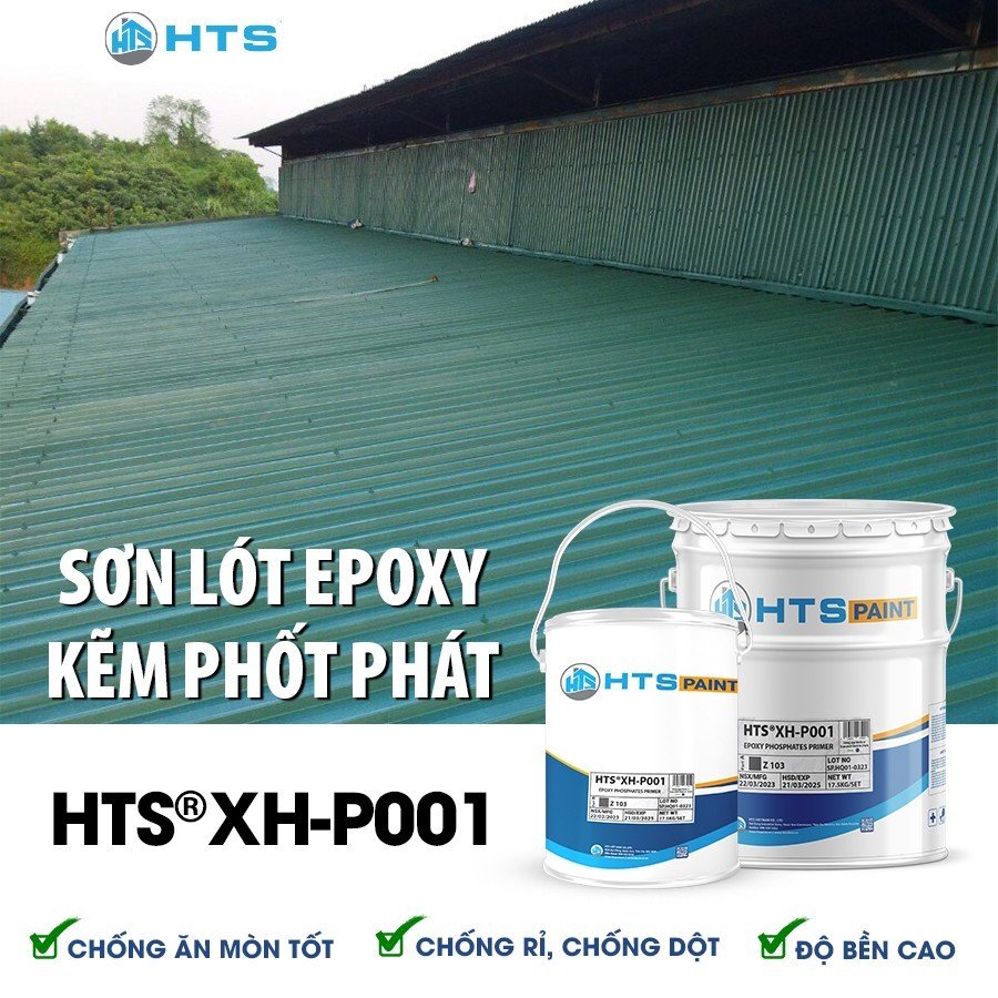 Sơn lót Epoxy chống rỉ mái tôn HTS XH-P001 bộ lớn 17,5kg - Chống rỉ, Chống ăn mòn, Bảo vệ mái tôn 12 năm