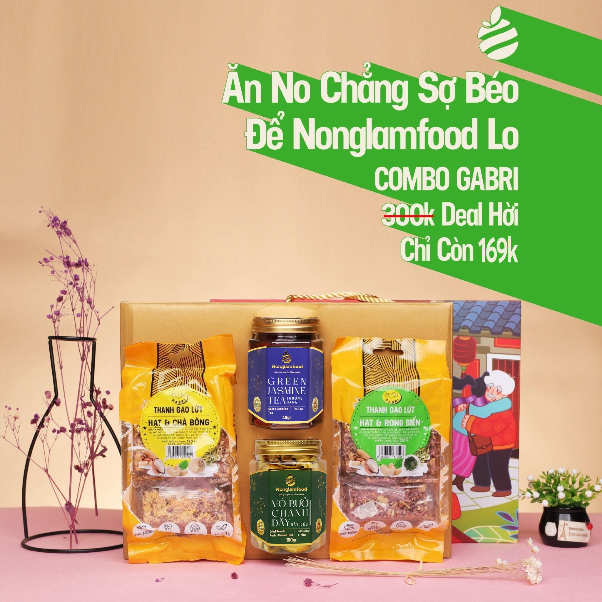 [BỘ QUÀ TẾT 2025] Set quà tặng sức khoẻ GABRI ăn kiêng Nonglamfood | Quà tặng ý nghĩa cho người thân