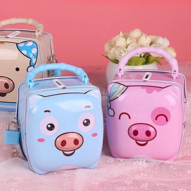 Ống heo sắt tiết kiệm mini có khoá.