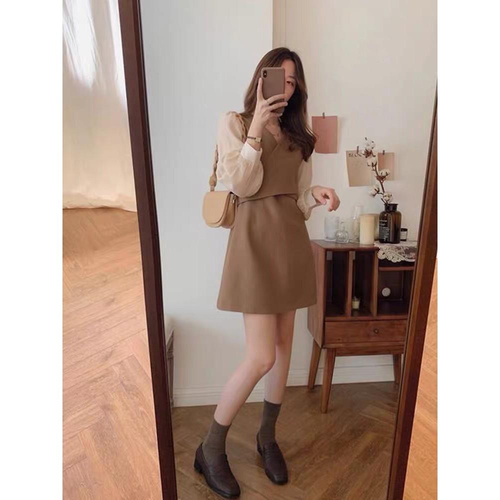 Đầm xòe tay dài cổ đắp chéo tay phối voan đi tiệc cưới, dạo phố cà phê xinh yêu, đẹp cao cấp - V700VDVDVDVD
