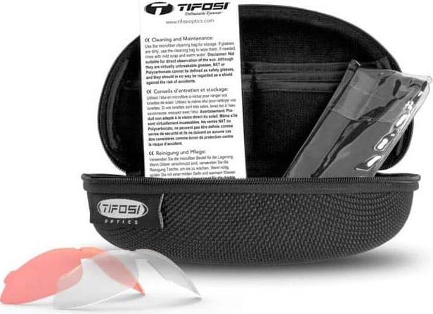 Kính mát thể thao Unisex Tifosi Podium XC - Gọng Matt Black , Bộ 3 tròng Smoke / AC Red / Clear
