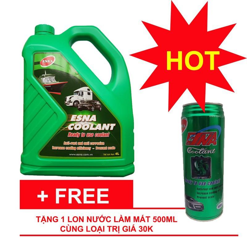 Nước làm mát xe ô tô màu xanh Esna Coolant 4L tặng lon 500ml